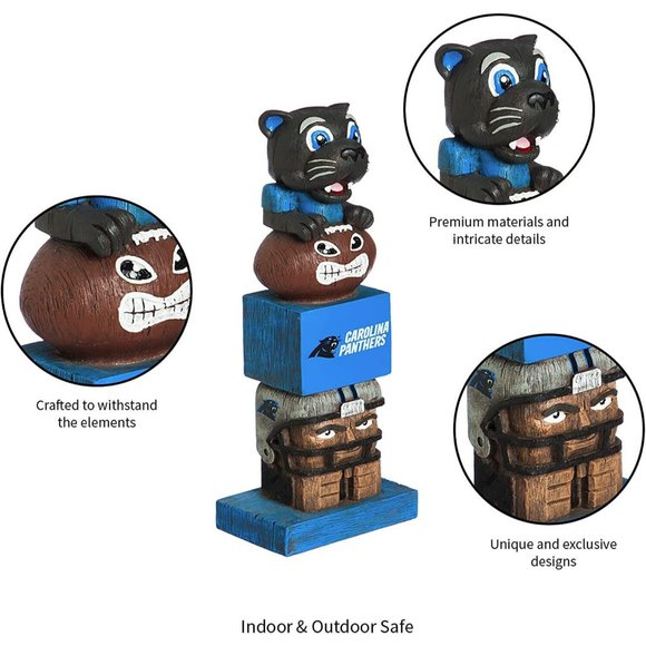 Carolina Panthers Tiki Totem Pole Statue 5.5 x 16 inches - Picture 2 of 7